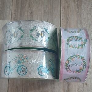Decorative Ribbon Set with Bee and Bicycle Design